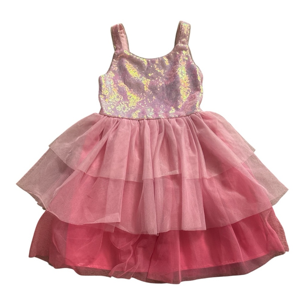 Zunie Girl Pink Sequin Puffy Party Dress, Size S (6/6x)